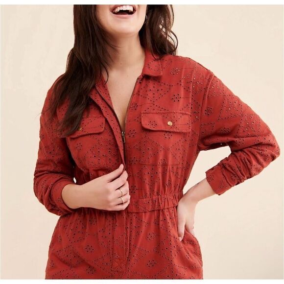 Free People Set The Tone Jumpsuit size 0 Terracota Brick Red - Picture 3 of 16